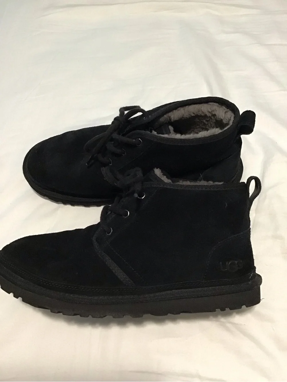 UGG Black Suede Lace-Up Shearling Ankle Shoes Size 11